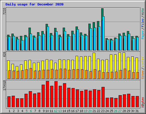 Daily usage for December 2020