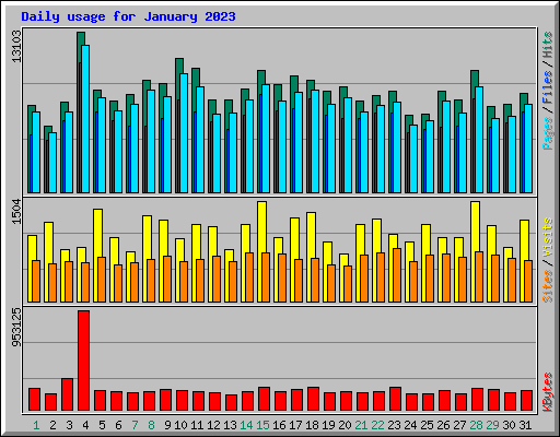 Daily usage for January 2023