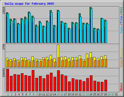 Daily usage for February 2025