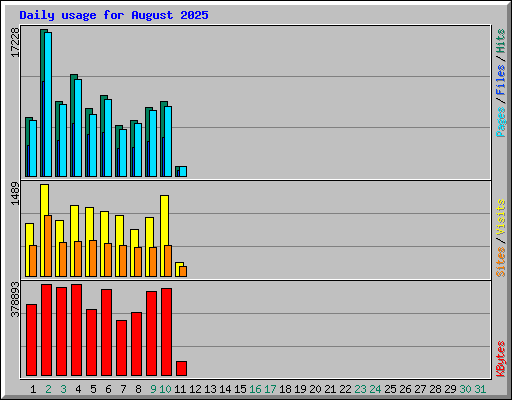 Daily usage for August 2025
