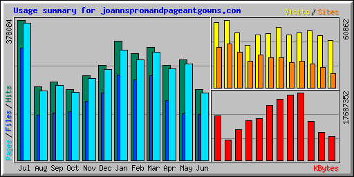 Usage summary for joannspromandpageantgowns.com
